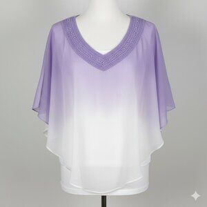 Alfred Dunner Purple and White Women's Blouse